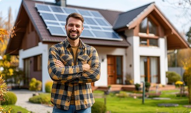 Homeowner with solar panels installed